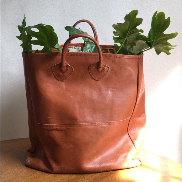 ll bean leather tote vintage